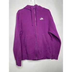 Nike Sportswear Club Fleece Full Zip Hoodie Size Small Purple Logo Running‎